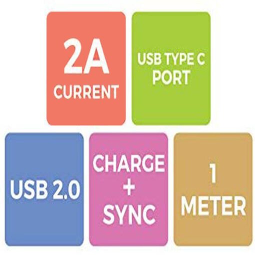 2 ampere charging and data transfer type c cable