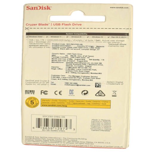 Sandisk 16GB pd box backside image