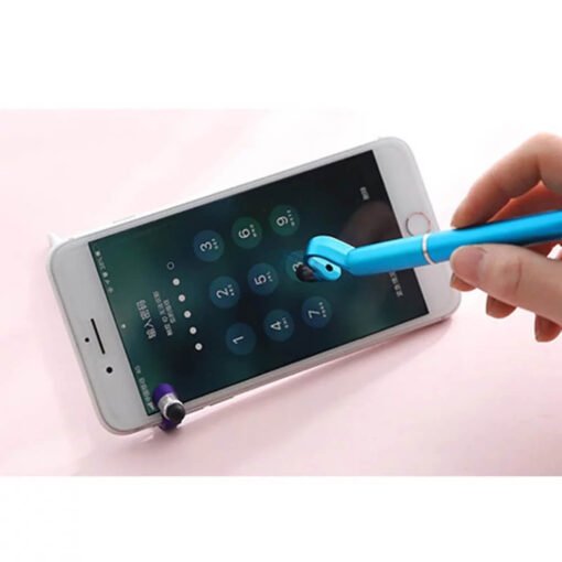 pen with mobile holder and screen wipe function