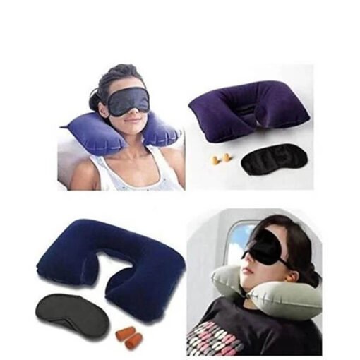 3 in 1 inflatable travel neck pillow for flights, train, car, bus etc