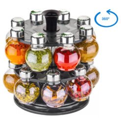 360 degree revolving spice rack jar set