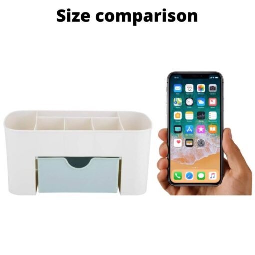 size comparison between smartphone and storage organizer drawer