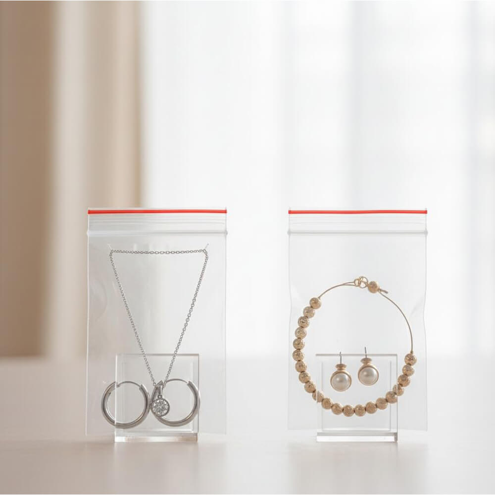 self sealing polythene pouch bag for food items, jewellery, coins, stationery items, bangles