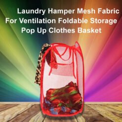 Laundry Hamper Mesh Fabric For Ventilation Foldable Storage Pop Up Clothes Basket