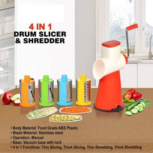 4 in 1 fruits & vegetable drum rotary slicer cutter specifications