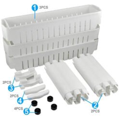 different parts before assembling 3 layer space saving storage organizer rack shelf