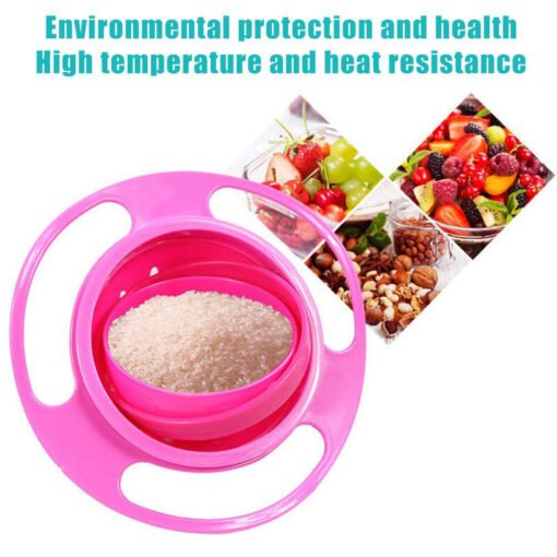 360 degree rotation anti spill plastic bowl for baby