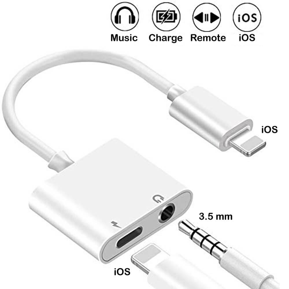 Tzumi 2-in-1 Lightning to Headphone Audio and Charger Adapter