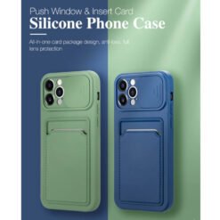 Silicone mobile phone case & cover with camera slider and card holder