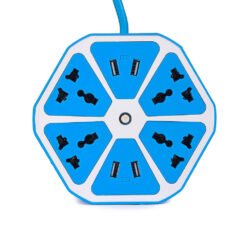 Blue color USB hexagon socket with 4 USB slot & 4 electric power socket