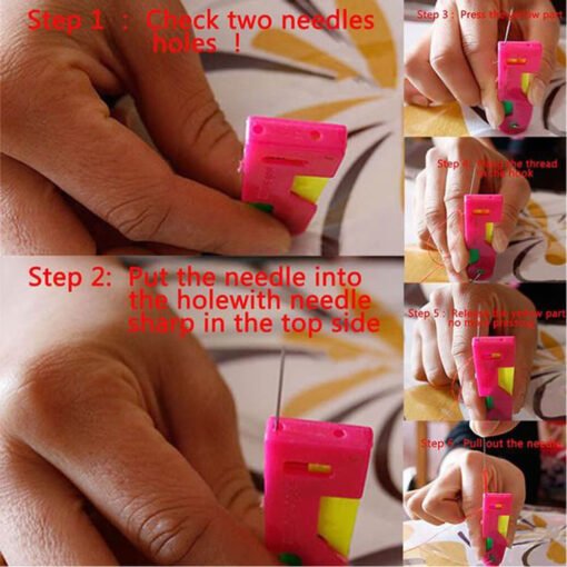 steps of using sewing needle threader tool