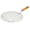 Kitchen round stainless steel chapari roti papad jali roaster with wooden handle