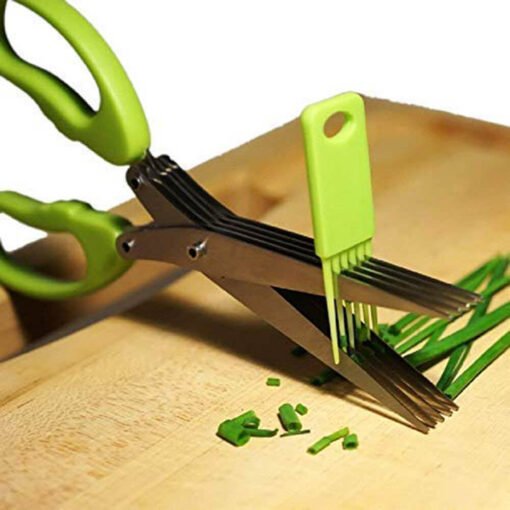 stainless steel 5 layer blade herbs scissor for kitchen