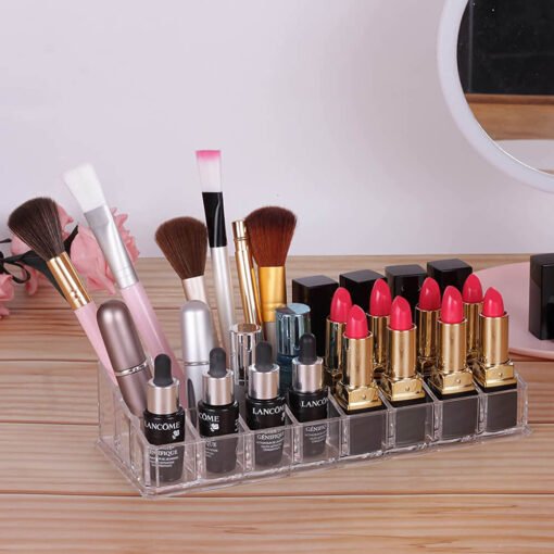 24 compartment acrylic transparent crystal clear makeup lipstick storage organizer stand