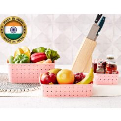 3 piece plastic kitchen food srorage basket made in india