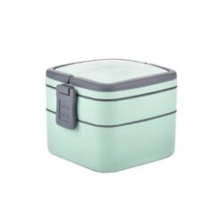 BPA free high quality plastic green color double layer tiffin lunch box