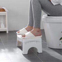PLASTIC NON-SLIP FOLDING TOILET SQUAT STOOL - WHITE COLOR step stool for bathroom
