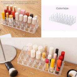 acrylic crystal clear high brightness transparent cosmetics lipstick organizer stand comes with 24 compartments