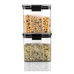 easily arranged and space saving airtight food storage containers for kitchen food and grocery items