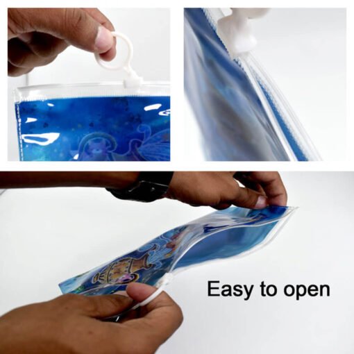 easy to use blue color printed pouch for carrying stationery items