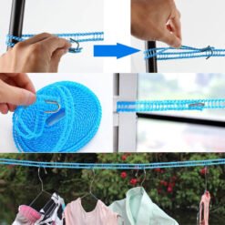 easy to use multipurpose clothes drying rope with hooks on edges