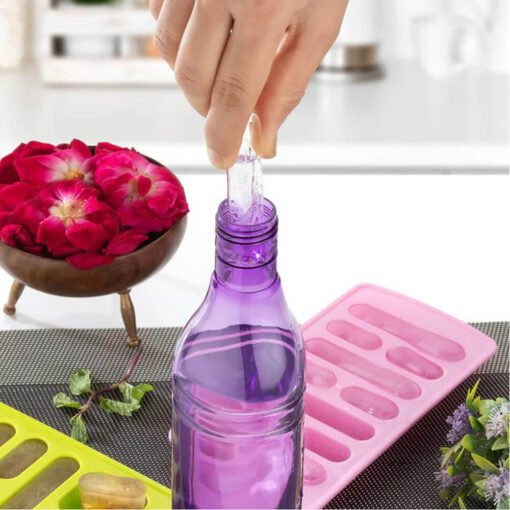 long shape ice making tray container, it's ice is easily enter into the bottle holes