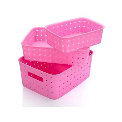 pink color storage baskets