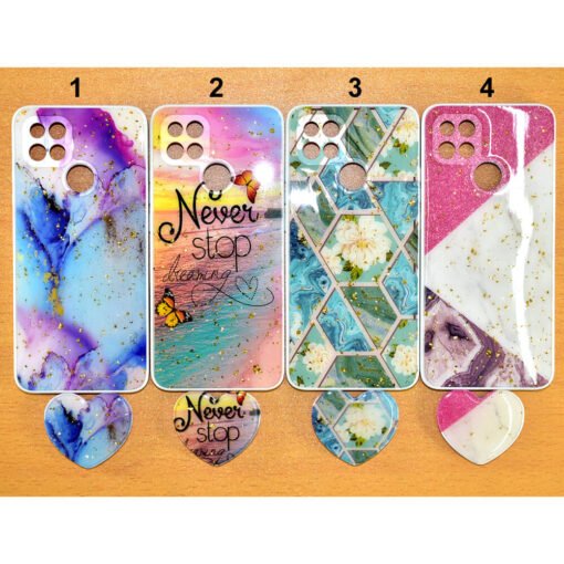 Beautiful Oppo A15 or Oppo A15S mobile back covers with heart popsockets glitter