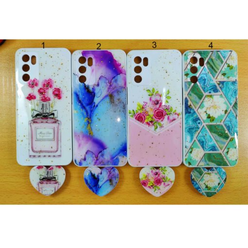 Beautiful Oppo A16, A55 (5G), A53S (5G) mobile back covers with heart popsockets glitter