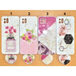 Beautiful Oppo A16K or Oppo A16E mobile back covers with heart popsockets glitter