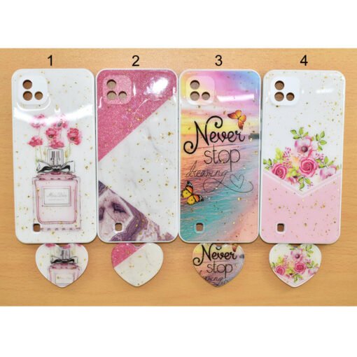 Beautiful Realme C11 (2021) mobile back covers with heart popsockets glitter