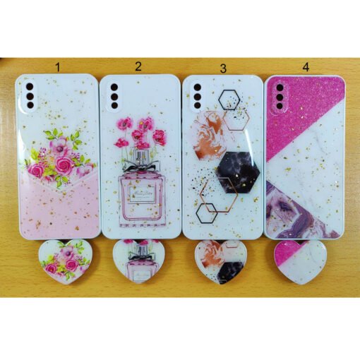 Beautiful Vivo Y93 or Vivo Y95 mobile back covers with heart popsockets glitter