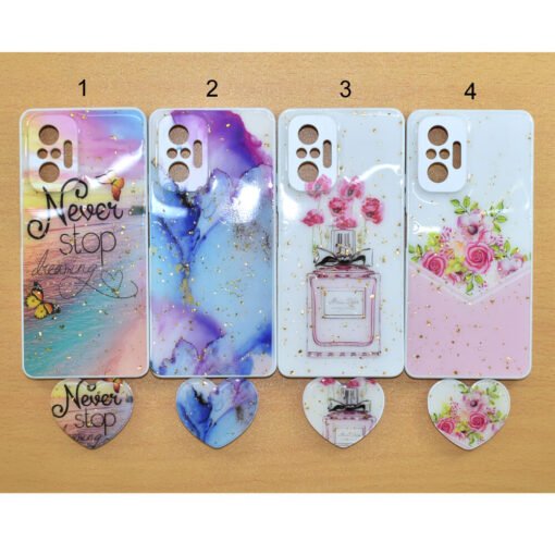 Beautiful Xiaomi redmi note 10 pro or redmi note 10 pro max mobile back covers with heart popsockets glitter