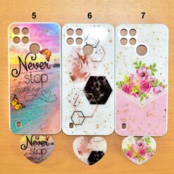 Buy online Realme C21Y or Realme C25y mobile model backcovers with heart popsocket for girls womens or females