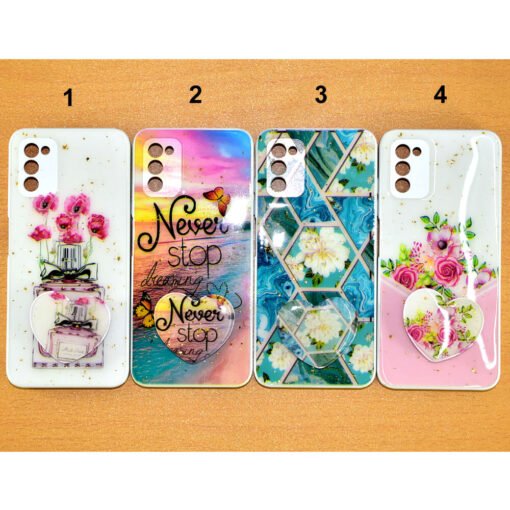 Buy online Samsung galaxy A03s back covers with heart popsockets