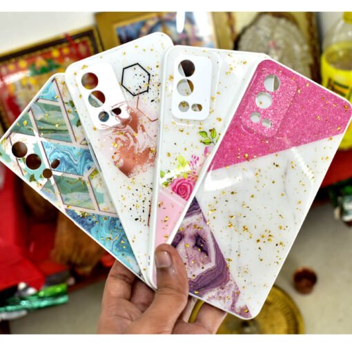 Oppo A55 (4G) mobile back covers with glitter and popsockets