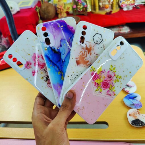 Vivo Y20 or Vivo Y20i or Vivo Y12s mobile back covers with glitter and popsockets