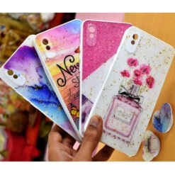 Xiaomi redmi 9a, 9i, 9a sport, 9i sport mobile back covers with glitter and popsockets