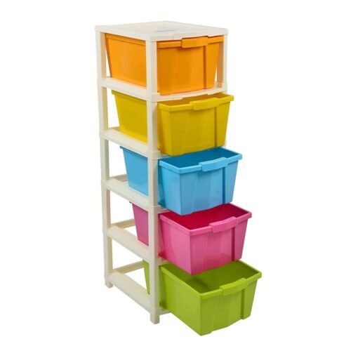 5 compartment multicolor high quality plastic modular storage rack drawer system