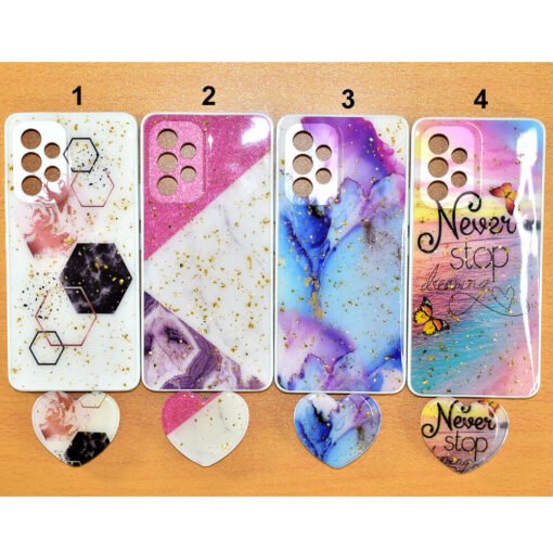 Beautiful Samsung A53 (5G) mobile back covers with heart popsockets glitter