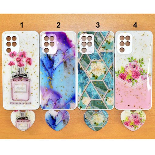 Beautiful Samsung galaxy A22 (4g) mobile back covers with heart popsockets glitter