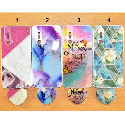 Beautiful Vivo V15 pro mobile back covers with heart popsockets glitter