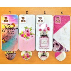 Beautiful Vivo Y72 or Y52s or Y25s t1 or Y31s mobile back covers with heart popsockets glitter