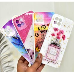 Realme 8i or Realme Narzo 50 mobile back covers with glitter and popsockets