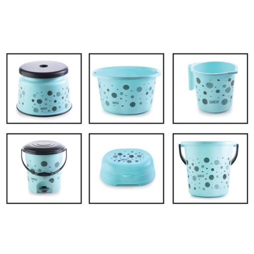 package contents 1N bucket (20ltr), 1N basin tub (20ltr), 1N mug (1ltr), 1N paddle bin, 1N bath stool, 1N soap case