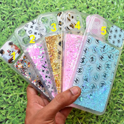 Apple iPhone 11 Pro Max Water Glitter Gel Liquid Mobile Back Cover with Camera Protection for Girls