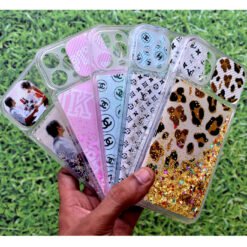 Water glitter gel with camera protection back covers for Apple iPhone 12 pro max