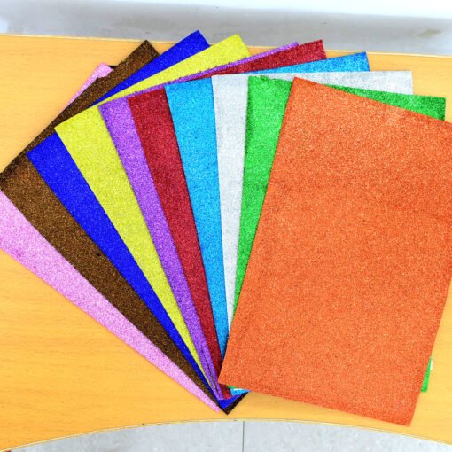 A4 size 10 piece multicolor glitter sparkles foam sheet for decorations