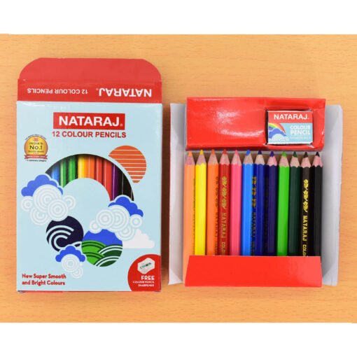 Buy online Nataraj 12 colour pencils with sharpner, new super smooth and bright colours