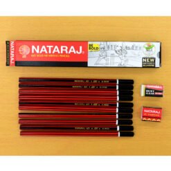 buy online stationery Nataraj 621 bold HB writing pencils pcak, 10 pencils, 1 sharpner, 1 eraser